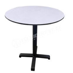 Ümmargune laud metallist jalaga koos lauakattega